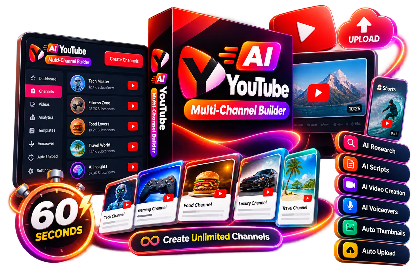 AI YouTube Multi Channel Builder for creators