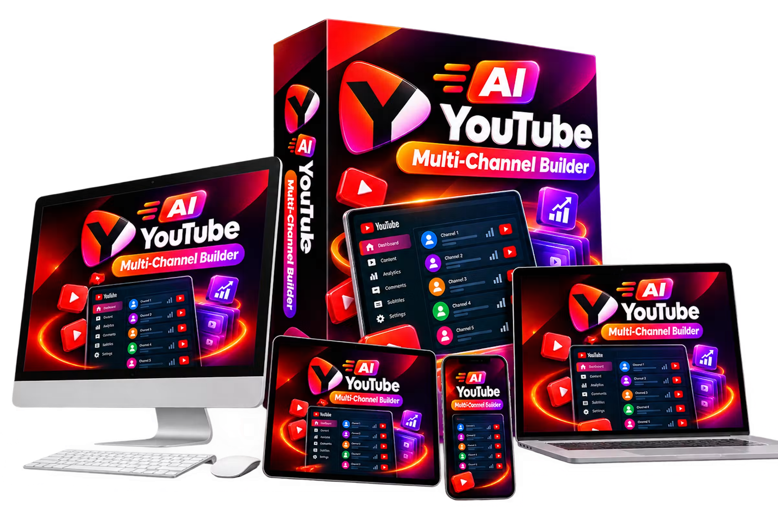 AI YouTube Multi Channel Builder product dashboard